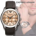 Emporio Armani Valente Chronograph Brown Dial Brown Leather Strap Watch For Men - AR1785