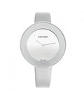 Calvin Klein Chic Silver Dial White Leather Strap Watch for Women - K7N23UP8