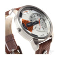 Diesel Mini Daddy Silver Dial Brown Leather Strap Watch For Men - DZ7309