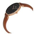 Daniel Wellington Classic Petite Durham Black Dial Brown Leather Strap Watch For Women - DW00100166