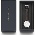 Daniel Wellington Classic Petite York White Dial Black Leather Strap Watch For Women - DW00100188