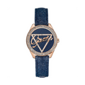Guess Little Flirt Quartz Blue Dial Blue Leather Strap Watch For Women - W0456L6