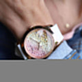 Guess Crush Crystals Gold Dial White Rubber Strap Watch for Women - W1223L3