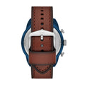 Fossil Bronson Chronograph Luggage Blue Dial Brown Leather Strap Watch for Men - FS5829