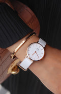 Daniel Wellington Classic Petite Dover White Dial White Nylon Strap Watch For Women - DW00100313