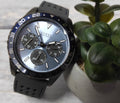 Guess Odyssey Blue Dial Grey Rubber Strap Watch For Men - W1108G6