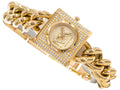 Michael Kors Chain Lock Pave Gold Dial Gold Steel Strap Watch For Women - MK4711