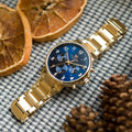Tommy Hilfiger Daniel Chronograph Blue Dial Gold Steel Strap Watch for Men - 1710384