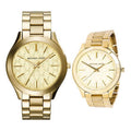 Michael Kors Slim Runway Gold Dial Gold Steel Strap Watch for Women - MK3335