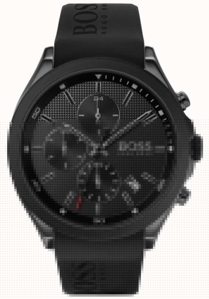 Hugo Boss Velocity Black Dial Black Rubber Strap Watch for Men - 1513720