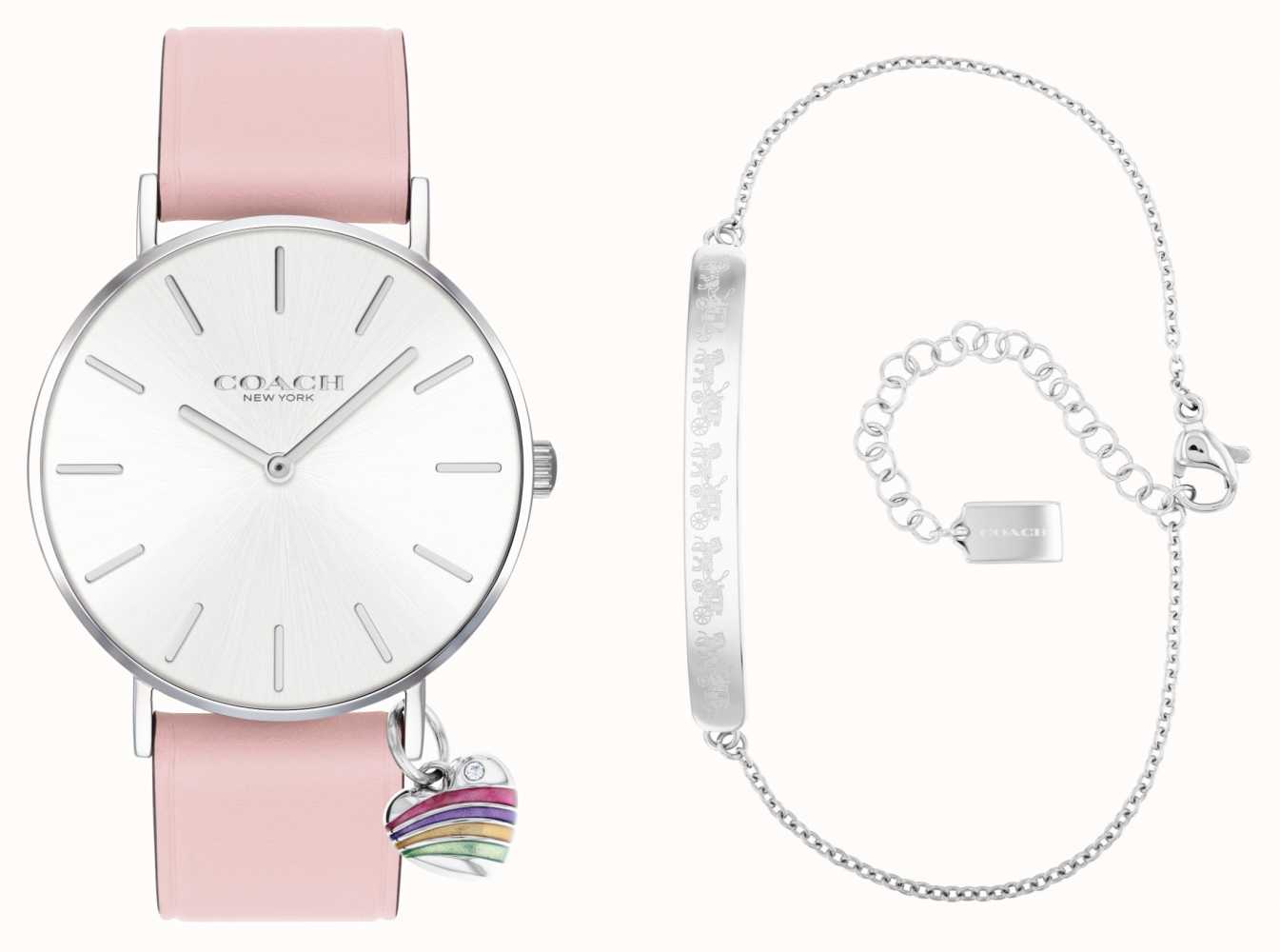Coach Perry White Dial Pink Leather Strap Watch for Women - 14503128