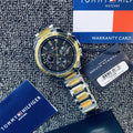 Tommy Hilfiger Decker Chronograph Black Dial Two Tone Steel Strap Watch for Men - 1791559