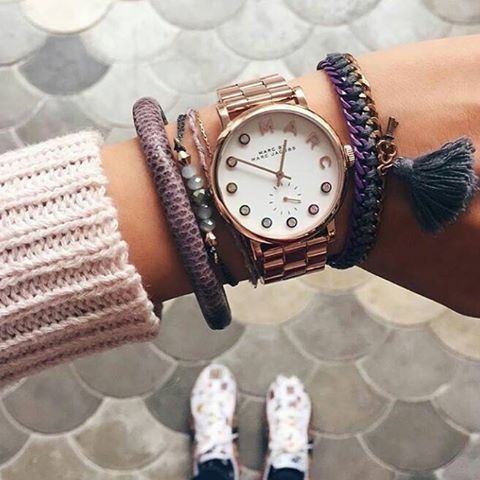 Marc Jacobs Baker White Dial Rose Gold Steel Strap Watch for Women - MBM3441