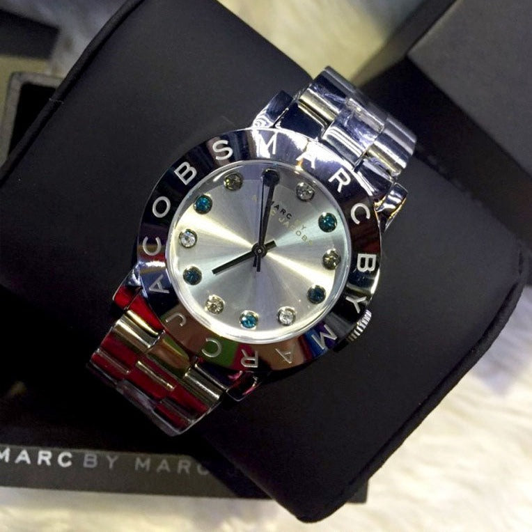 Marc Jacobs Amy White Dial Silver Steel Strap Watch for Women - MBM3140