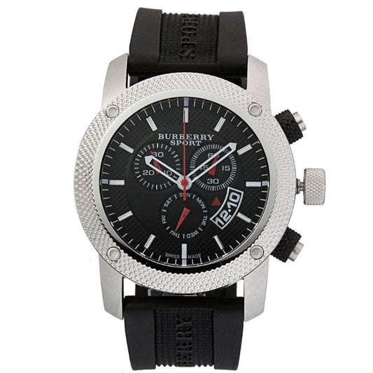 Burberry Endurance Sport Chronograph Black Dial Black Rubber Strap Watch for Men - BU7700