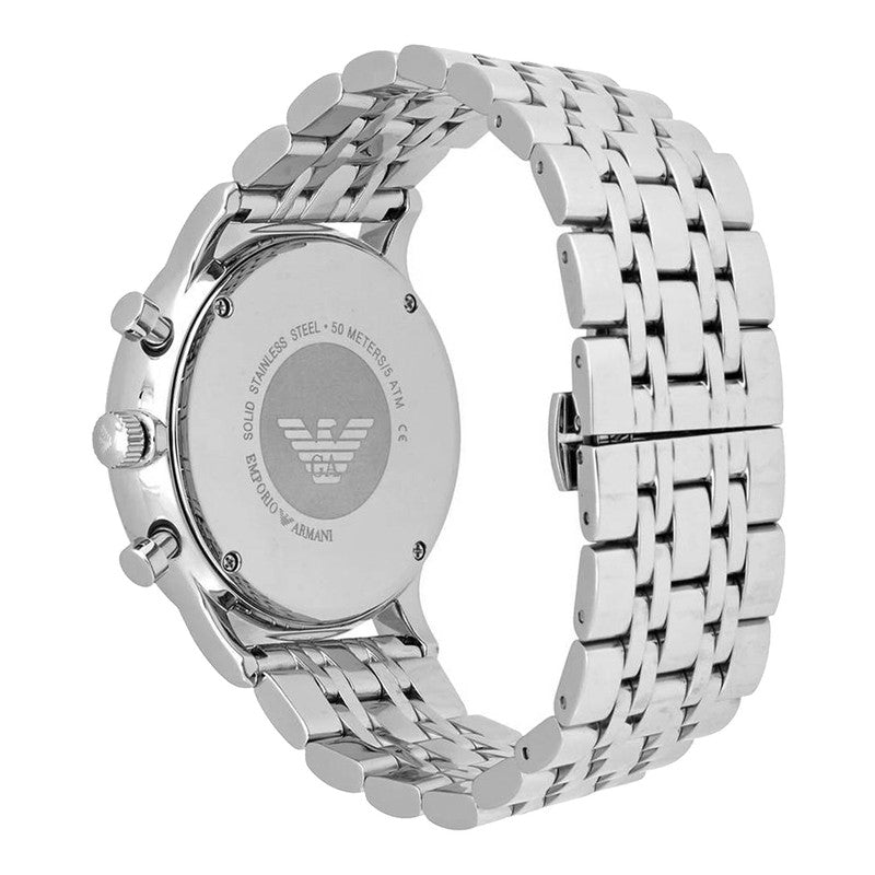 Emporio Armani Chonograph SIlver Dial Silver Steel Strap Watch For Men - AR1933