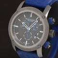Burberry Sports Chronograph Black Dial Blue Rubber Strap Watch for Men - BU7714
