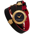 Versace V-Flare Quartz Black Dial Black Leather Strap Watch for Women - VEBN00218