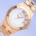 Marc Jacobs Rivera White Dial Rose Gold Steel Strap Watch for Women - MBM3135