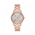Michael Kors Layton Three Hand Silver Dial Rose Gold Steel Strap Watch For Women - MK7297