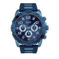 Guess Velocity Chronograph Blue Dial Blue Rubber Steel Strap Watch for Men - W0599G4