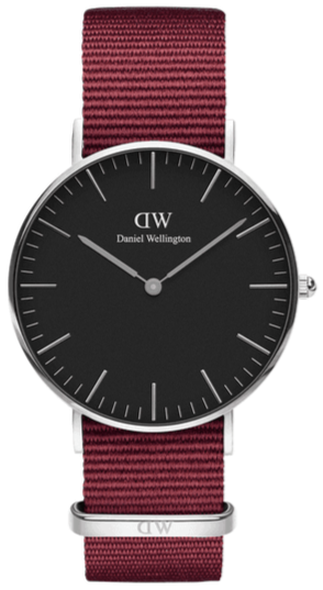 Daniel Wellington Classic Roselyn Black Dial Maroon Nylon Strap Watch For Women - DW00100274