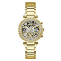 Guess Solstice Diamonds Gold Dial Gold Steel Strap Watch for Women - GW0403L2