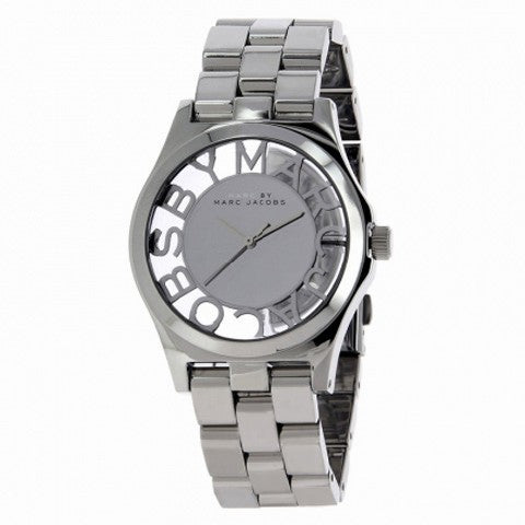 Marc Jacobs Henry Transparent Silver Dial Silver Steel Strap Watch for Women - MBM3205