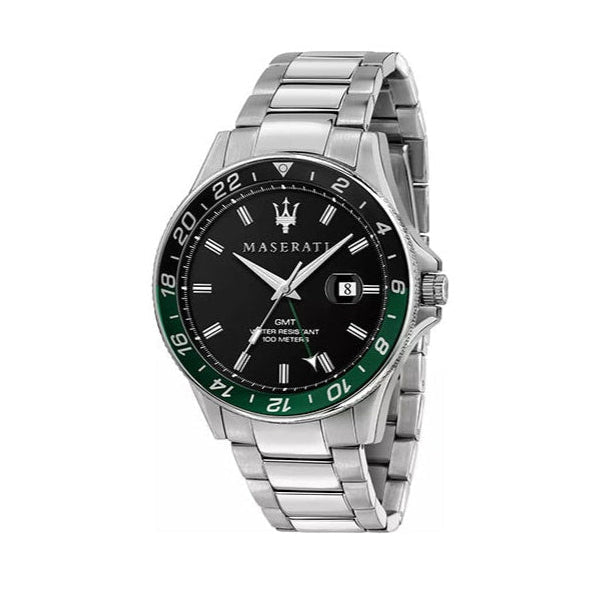 Maserati SFIDA Chronograph Black Dial Silver Steel Strap Watch For Men - R8853140005