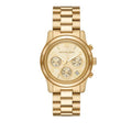 Michael Kors Runway Chronograph Gold Dial Gold Steel Strap Watch For Women - MK7323
