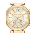 Michael Kors Sawyer White Dial Gold Steel Strap Watch for Women - MK6362