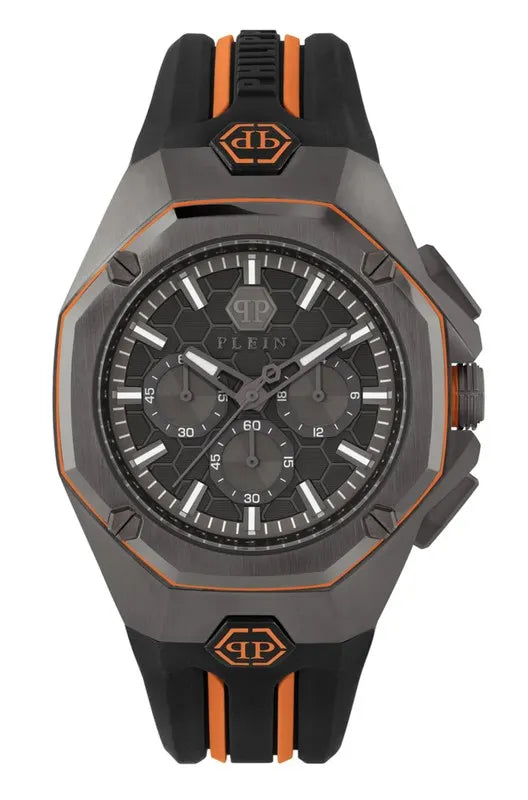 Philipp Plein Hyper Sport Chronograph Black Dial Two Tone Silicone Strap Watch for Men - PWTBA0523