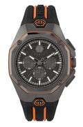 Philipp Plein Octagon Black Grey Black And Orange Silicone Strap Watch for Men - PWTBA0523