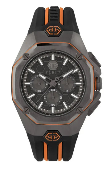 Philipp Plein Octagon Black Grey Black And Orange Silicone Strap Watch for Men - PWTBA0523