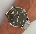 Emporio Armani Kappa Black Dial Silver Steel Strap Watch For Men - AR11152