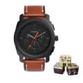 Fossil Machine Chronograph Black Dial Brown Leather Strap Watch for Men - FS5234
