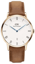 Daniel Wellington Dapper Durham White Dial Brown Leather Strap Watch For Men - DW00100115