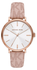 Michael Kors Pyper Quartz Silver Dial Pink Leather Strap Watch for Women - MK2947