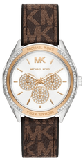 Michael Kors Jessa Multifunction Silver Dial Brown Leather Strap Watch For Women - MK7205