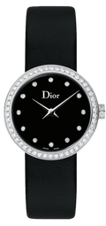 Dior La D De Dior Diamonds Black and Blue Dial Black Leather Strap Watch for Women - CD047111A004 0000