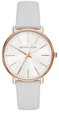 Michael Kors Pyper Quartz White Dial White Leather Strap Watch For Women - MK2800