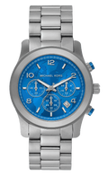 Michael Kors Runway Stop Hunger Blue Dial Silver Steel Strap Watch for Women - MK7427