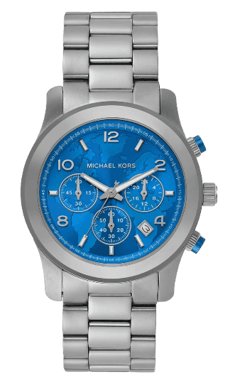 Michael Kors Runway Stop Hunger Blue Dial Silver Steel Strap Watch for Women - MK7427