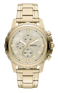 Fossil Dean Chronograph Champagne Dial Gold Steel Strap Watch for Men - FS4867