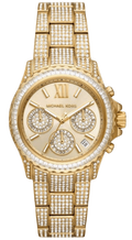 Michael Kors Everest Chronograph Crystals Gold Dial Gold Steel Strap Watch For Women - MK7254