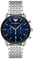 Emporio Armani Aviator Chronograph Blue Dial Silver Steel Strap Watch For Men - AR11238