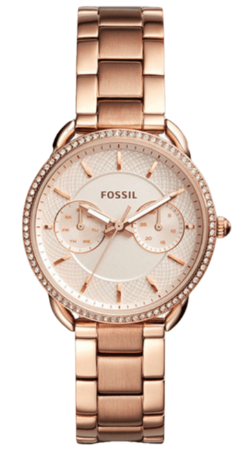 Fossil Tailor Rose Gold Dial Rose Gold Steel Strap Watch for Women - ES4264