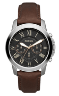 Fossil Grant Chronograph Black Dial Brown Leather Strap Watch for Men - FS4813