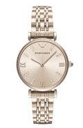 Emporio Armani T-Bar Gianni Rose Gold Dial Rose Gold Steel Strap Watch For Women - AR11059