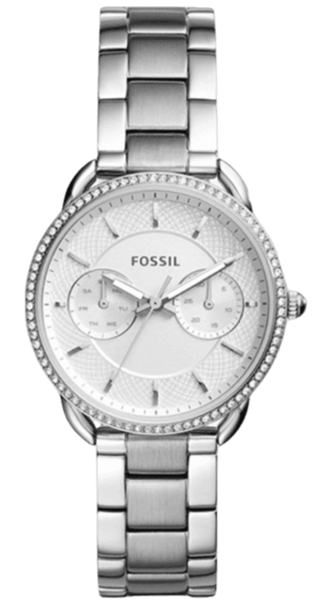Fossil Tailor White Dial Silver Steel Strap Watch for Women - ES4262
